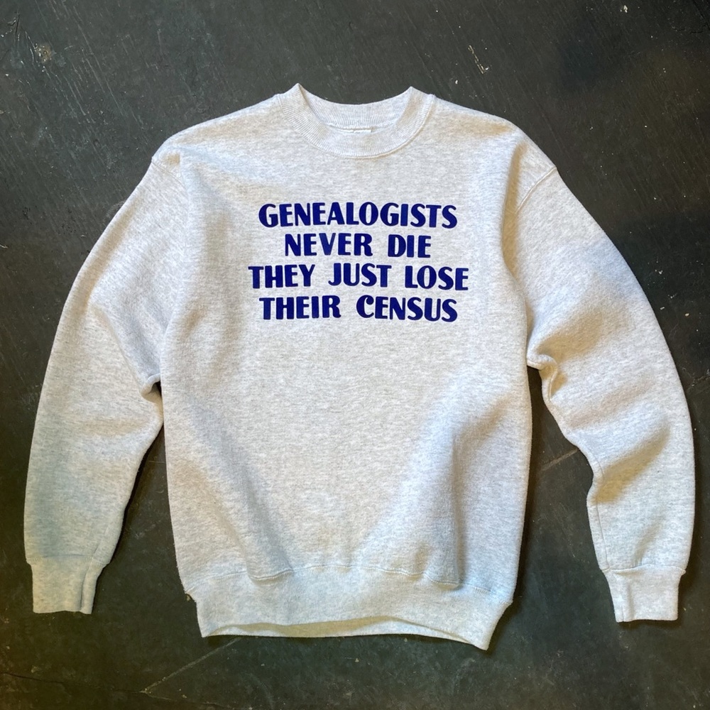 Vintage Crewneck Sweatshirt Heather Gray Genealogy humor